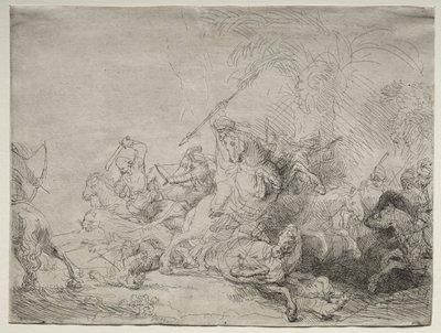 Polowanie na dużego lwa autorstwa Rembrandt van Rijn