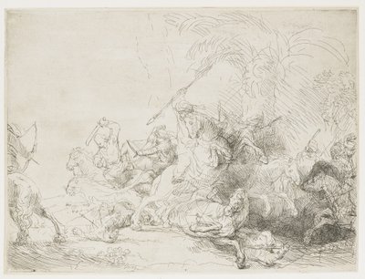 Wielkie polowanie na lwa, 1641 autorstwa Rembrandt van Rijn