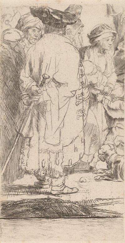 Człowiek z fragmentem laski z odbitki stu guldenów, ok. 1930 r. 1649. autorstwa Rembrandt van Rijn