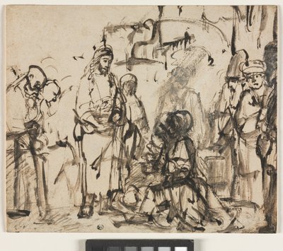 Spotkanie Chrystusa z Martą i Marią po śmierci Łazarza, ok. 1662-65 autorstwa Rembrandt van Rijn