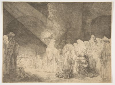 Prezentacja w świątyni: płyta podłużna. autorstwa Rembrandt van Rijn