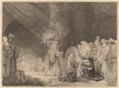 Prezentacja w świątyni: druk podłużny autorstwa Rembrandt van Rijn