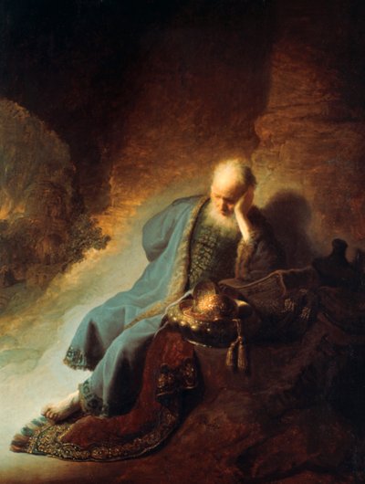 Prorok Jeremiasz opłakujący zniszczenie Jerozolimy, 1630 autorstwa Rembrandt van Rijn