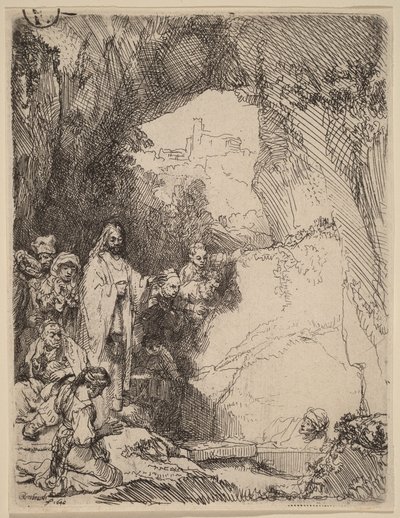 Wskrzeszenie Łazarza: mały talerz autorstwa Rembrandt van Rijn
