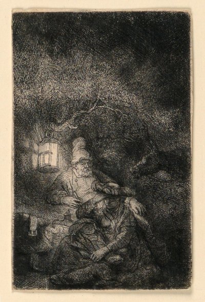 Reszta lotu do Egiptu: kawałek nocy autorstwa Rembrandt van Rijn