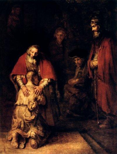 Powrót syna marnotrawnego, c1668 autorstwa Rembrandt van Rijn
