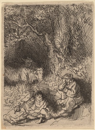 Śpiący pasterz autorstwa Rembrandt van Rijn