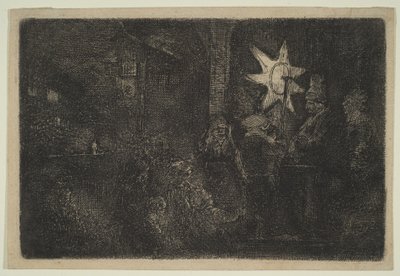 Gwiazda królów: kawałek nocy, ca. 1651. autorstwa Rembrandt van Rijn