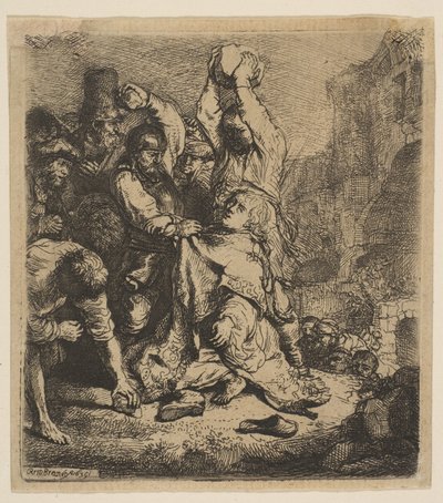 Ukamienowanie św. Szczepana, 1635. autorstwa Rembrandt van Rijn
