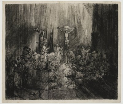 Trzy Krzyże Chrystus ukrzyżowany między dwoma złodziejami: „Trzy krzyże” autorstwa Rembrandt van Rijn