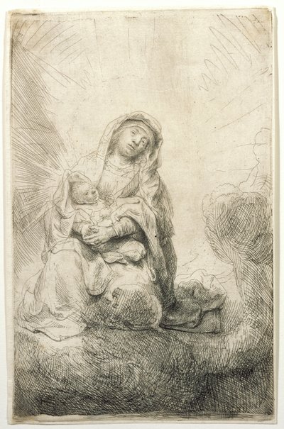 Madonna z Dzieciątkiem w chmurach autorstwa Rembrandt van Rijn