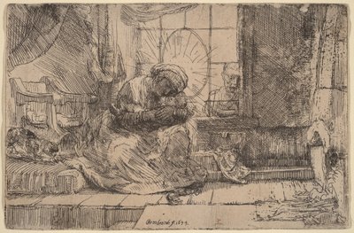 Madonna z Dzieciątkiem, kotem i wężem autorstwa Rembrandt van Rijn