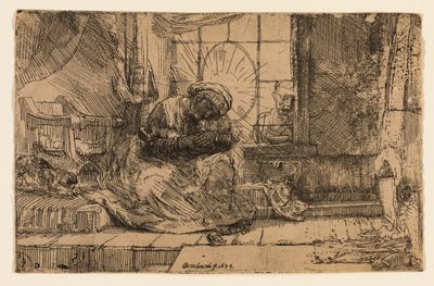 Dziewica i Dziecko z Kotem i Wężem autorstwa Rembrandt van Rijn