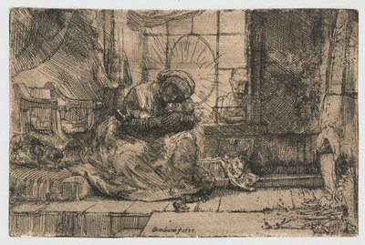 Dziewica z Dzieciątkiem z kotem i wężem autorstwa Rembrandt van Rijn