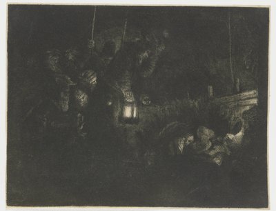 Adoracja pasterzy: kawałek na noc autorstwa Rembrandt van Rijn