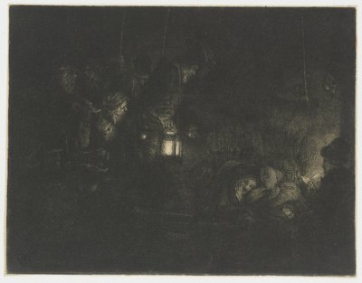 Adoracja pasterzy: kawałek na noc autorstwa Rembrandt van Rijn