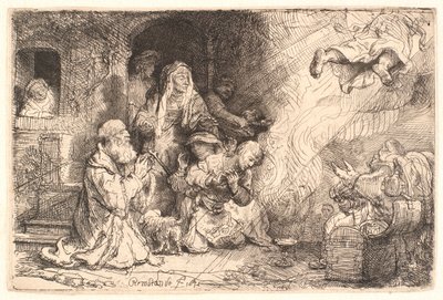 Anioł odchodzi z rodziny Tobita autorstwa Rembrandt van Rijn