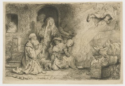 Anioł odchodzący z rodziny Tobiasza autorstwa Rembrandt van Rijn
