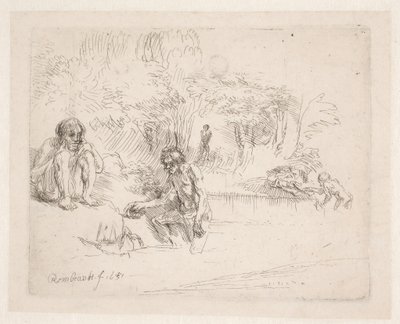 Kąpiący się autorstwa Rembrandt van Rijn