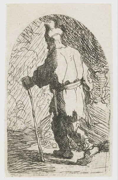 Ucieczka do Egiptu: szkic: św. Józef autorstwa Rembrandt van Rijn