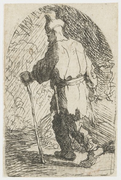 Ucieczka do Egiptu: szkic: św. Józef autorstwa Rembrandt van Rijn
