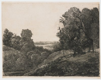 Ucieczka do Egiptu: zmieniona tablica z Seghers autorstwa Rembrandt van Rijn