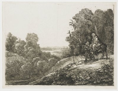 Ucieczka do Egiptu: przerobiona rycina autorstwa Seghersa autorstwa Rembrandt van Rijn