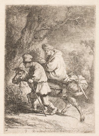Ucieczka do Egiptu: mały talerz autorstwa Rembrandt van Rijn
