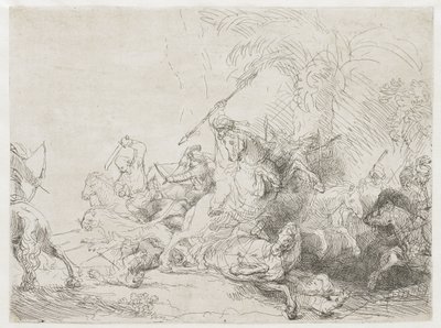 Polowanie na dużego lwa autorstwa Rembrandt van Rijn