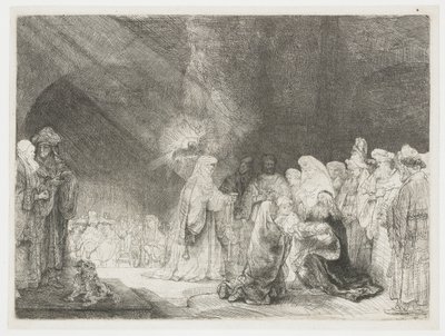 Prezentacja w świątyni: nadruk podłużny autorstwa Rembrandt van Rijn