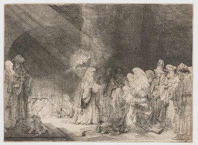 Prezentacja w świątyni: nadruk podłużny autorstwa Rembrandt van Rijn
