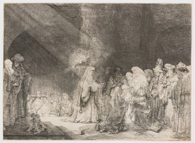 Prezentacja w świątyni: nadruk podłużny autorstwa Rembrandt van Rijn