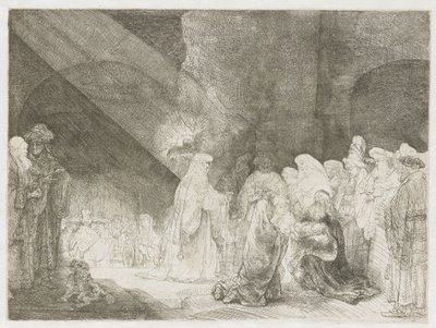 Prezentacja w świątyni: wydruk w formacie podłużnym autorstwa Rembrandt van Rijn
