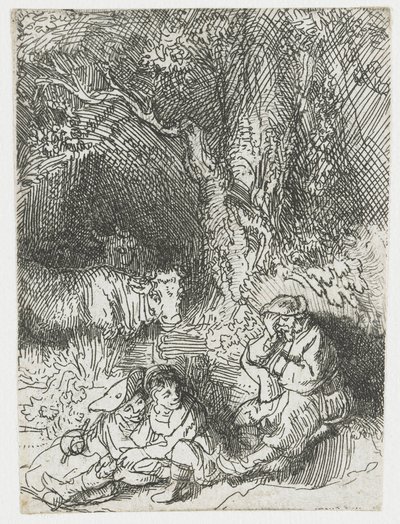 Śpiący pasterz autorstwa Rembrandt van Rijn