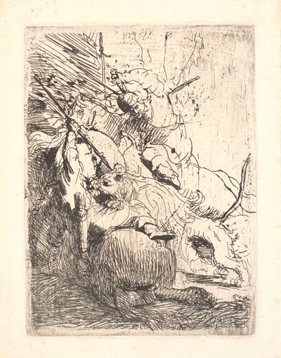 Polowanie na małego lwa (z jednym lwem) autorstwa Rembrandt van Rijn