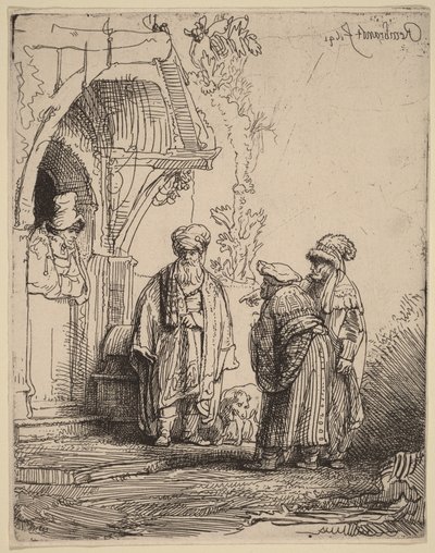 Trzy postacie orientalne (Jakub i Laban) autorstwa Rembrandt van Rijn