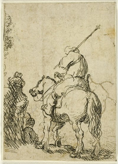 Żołnierz w turbanie na koniu autorstwa Rembrandt van Rijn