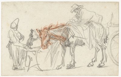 Dwa konie na postoju autorstwa Rembrandt van Rijn