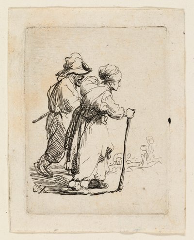 Dwóch włóczęgów, mężczyzna i kobieta autorstwa Rembrandt van Rijn