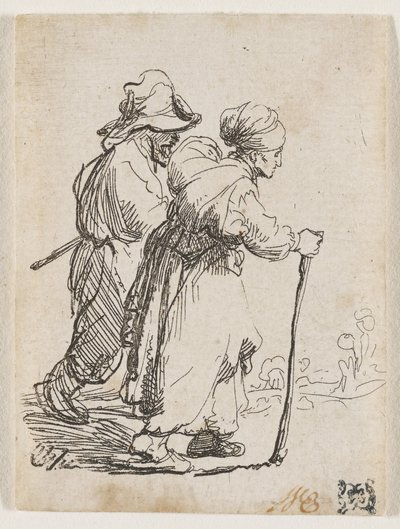 Dwoje włóczęgów – mężczyzna i kobieta autorstwa Rembrandt van Rijn