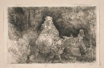 Ucieczka do Egiptu - Święta Rodzina przechodząca przez strumień autorstwa Rembrandt van Rijn