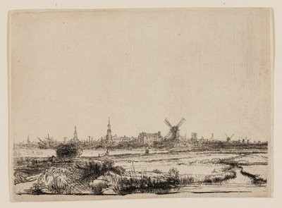 Widok na Amsterdam z Kadijk autorstwa Rembrandt van Rijn