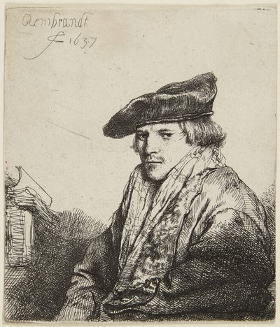 Młody mężczyzna w czapce autorstwa Rembrandt van Rijn