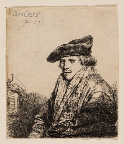 Młody mężczyzna w aksamitnej czapce (Petrus Sylvius?) autorstwa Rembrandt van Rijn