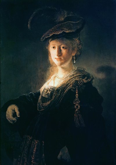 Młoda kobieta w przebraniu autorstwa Rembrandt van Rijn