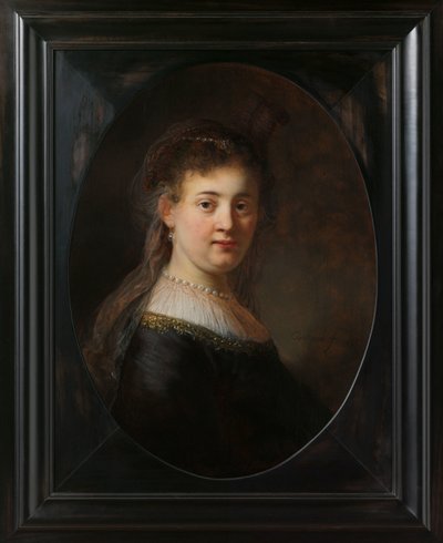 Młoda kobieta w kostiumie fantasy autorstwa Rembrandt van Rijn
