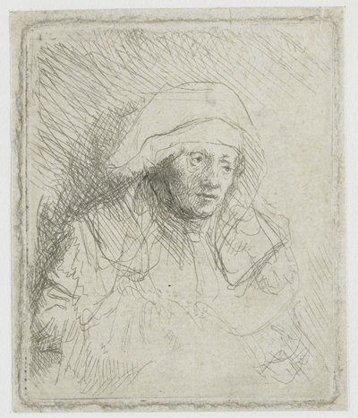 Chora kobieta w białej chustce (Saskia) autorstwa Rembrandt van Rijn
