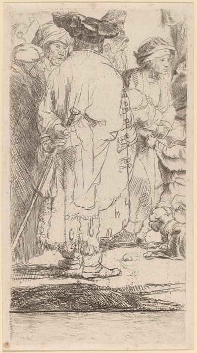 Człowiek z laską (fragment z odcisku stu guldenów) autorstwa Rembrandt van Rijn and William Baillie