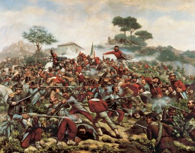 Giuseppe Garibaldi w bitwie pod Calatafimi, 15 maja autorstwa Remigio Legat