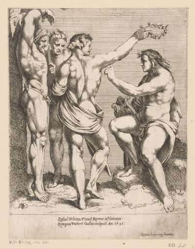 Apollo i Marsjasz Ryciny według kompozycji Rafaëla (tytuł serii) autorstwa Remy Vuibert